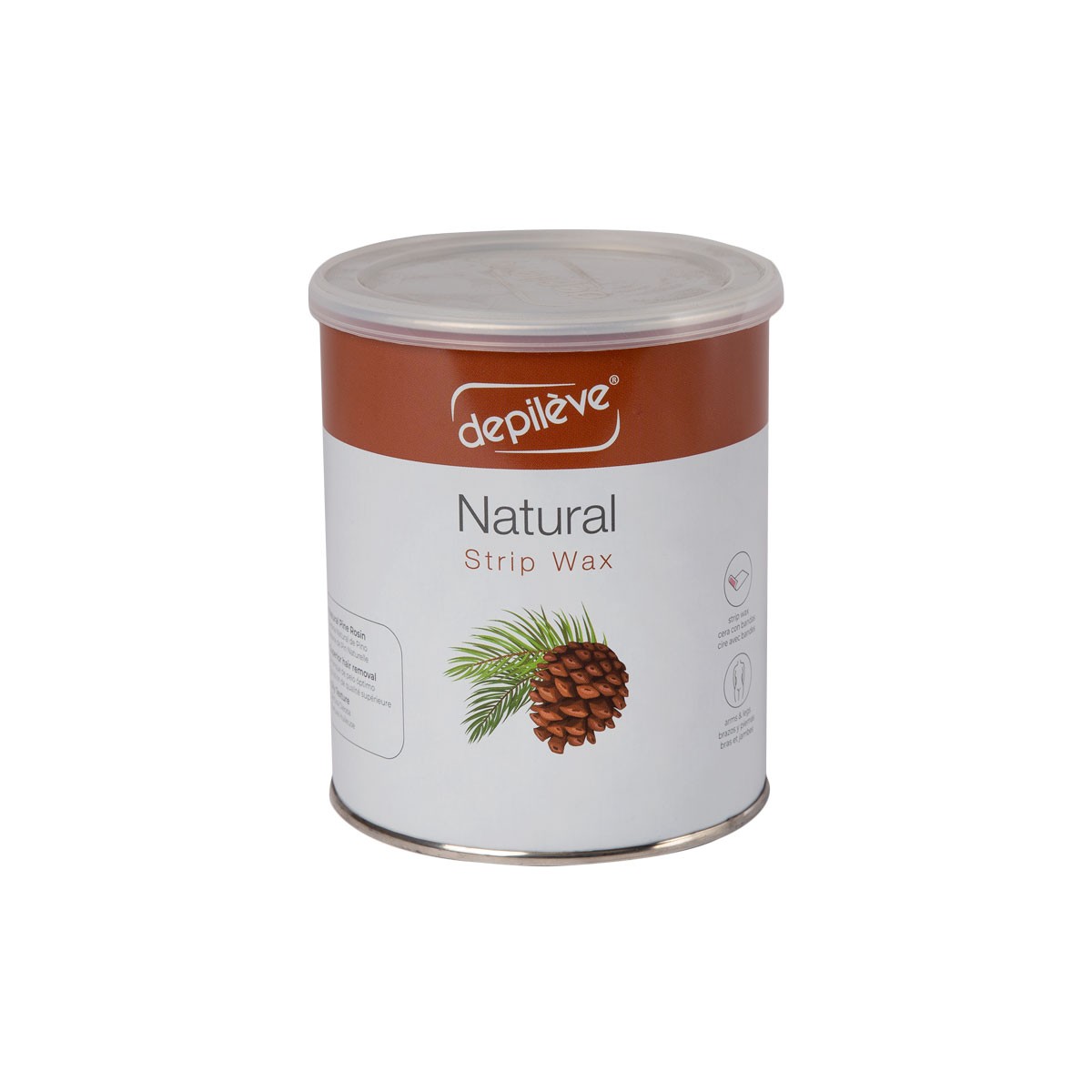 Cire à épiler de pin naturelle fluide - Pot de 800g avec bandes - Depilève