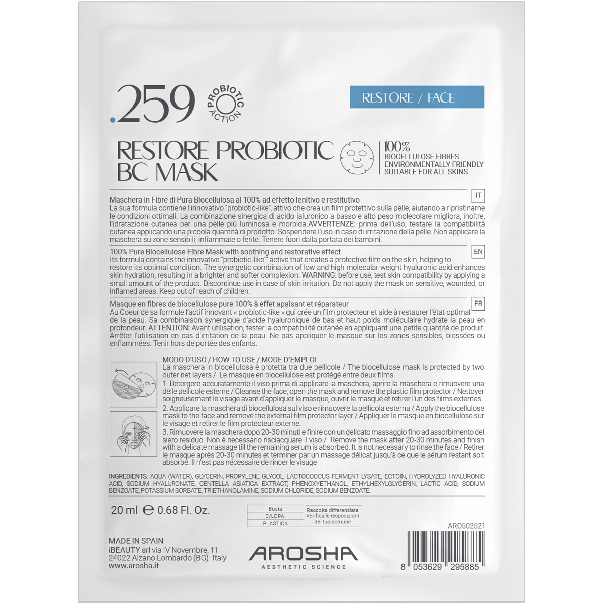 .259 .709 Masque Restore Probiotic • Arosha - Beauty Tech
