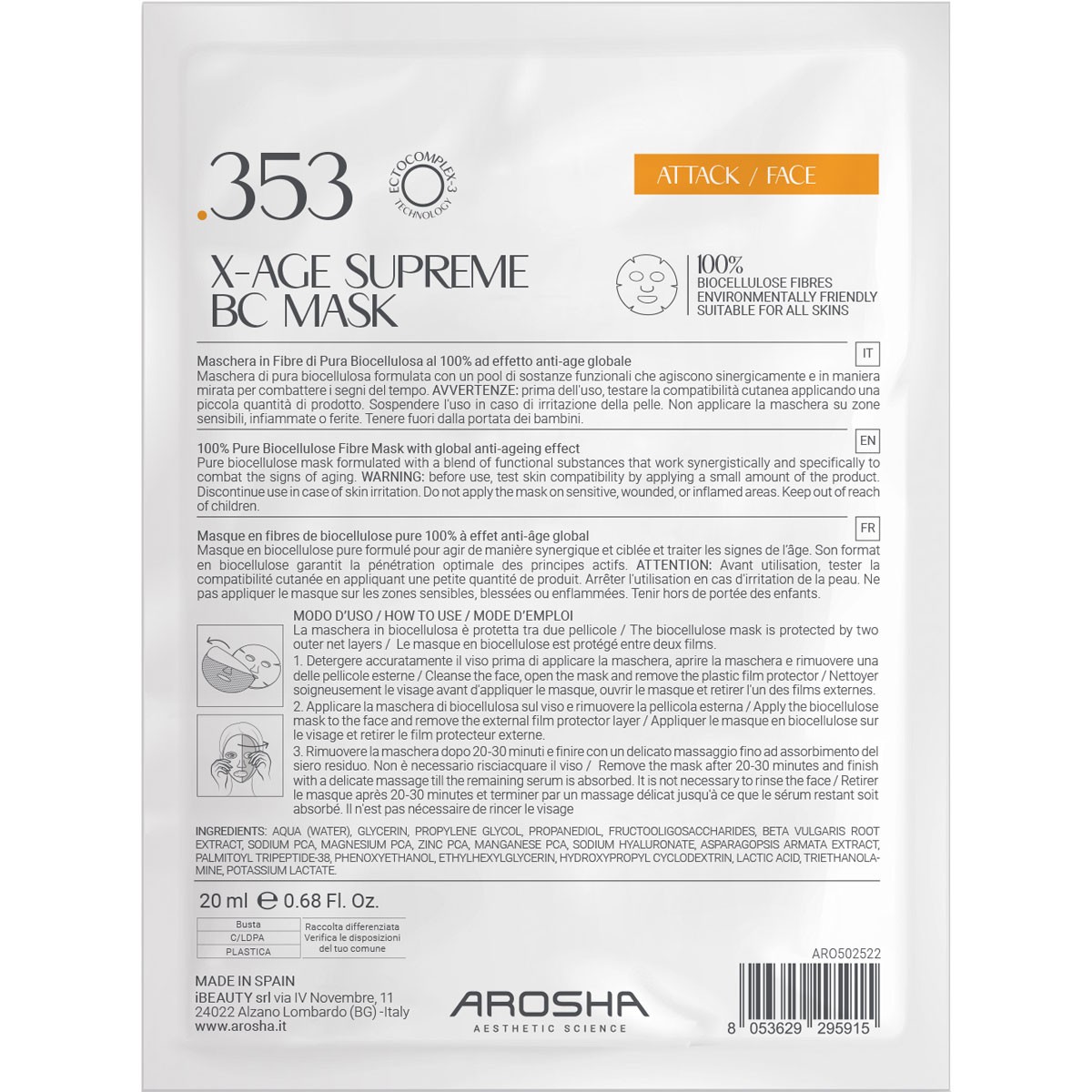 .353 .713 X-Age Supreme Masque Biocellulose • Arosha - Beauty Tech